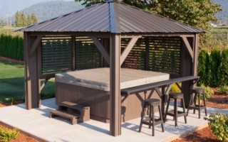 Hot Water Pools and Spas is an official Visscher Gazebo Dealer. We offer open air, semi and fully enclosed gazebos, and pergolas for Calgary Hot Water Pools and Spas is an official Visscher Gazebo Dealer. We offer open air, semi and fully enclosed gazebos, and pergolas for Calgary