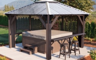 Hot Water Pools and Spas is an official Visscher Gazebo Dealer. We offer open air, semi and fully enclosed gazebos, and pergolas for Calgary Hot Water Pools and Spas is an official Visscher Gazebo Dealer. We offer open air, semi and fully enclosed gazebos, and pergolas for Calgary